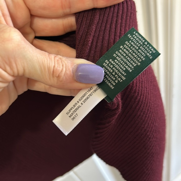 Lauren Ralph Lauren Maroon Burgundy Red long sleeve cardigan open sweater - Picture 8 of 11